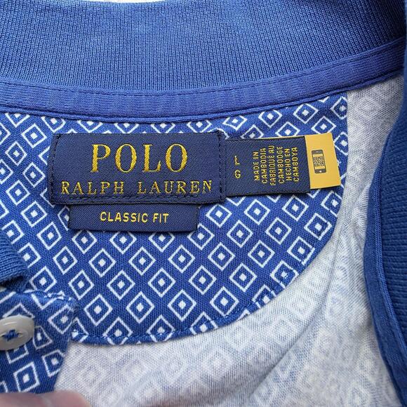 POLO RALPH LAUREN Men's LG Classic Fit Blue Geometric All Over Print Diamond - Picture 3 of 6